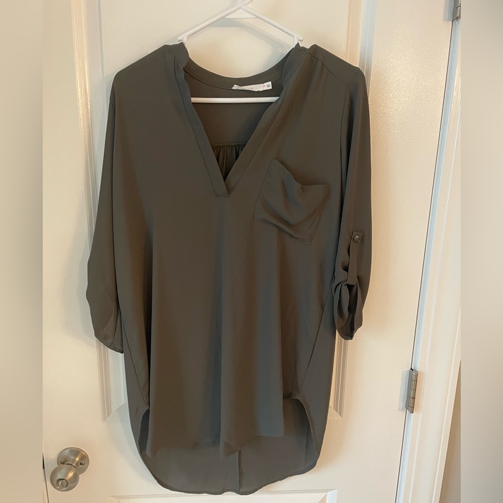 Lush XS long army green blouse shirt
